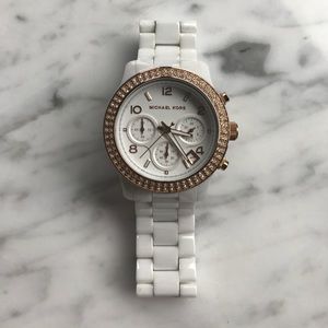 Ceramic and rose gold Michael Kors watch